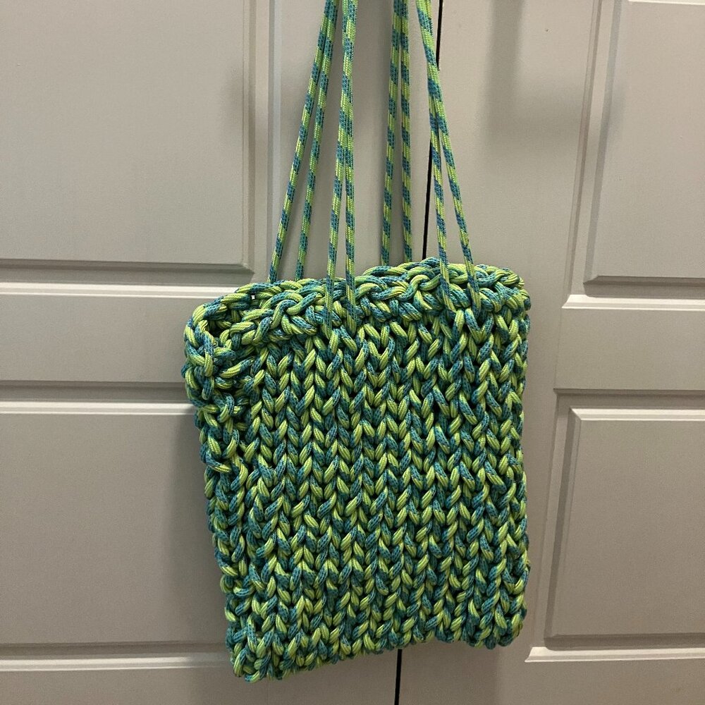 green woven bag